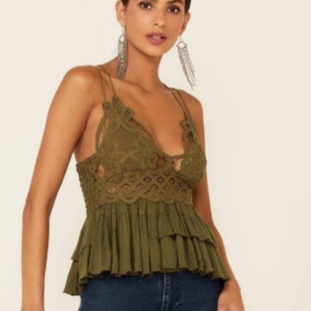 NWT Free People Adella Cami Tank Top green - Picture 3 of 6